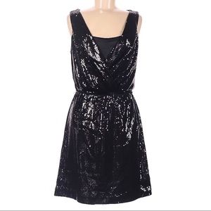White House Black Market Cocktail Dress Black Sequin Sleeveless Size 6